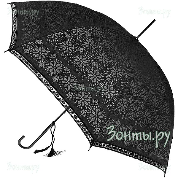 Женский зонт-трость Fulton L600-1447 Black Devore Lace Eliza-2 черного цвета