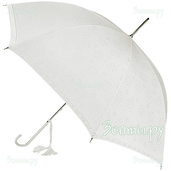 Свадебный женский зонт-трость Fulton L600-1448 White Devore Lace Eliza-2 белого цвета