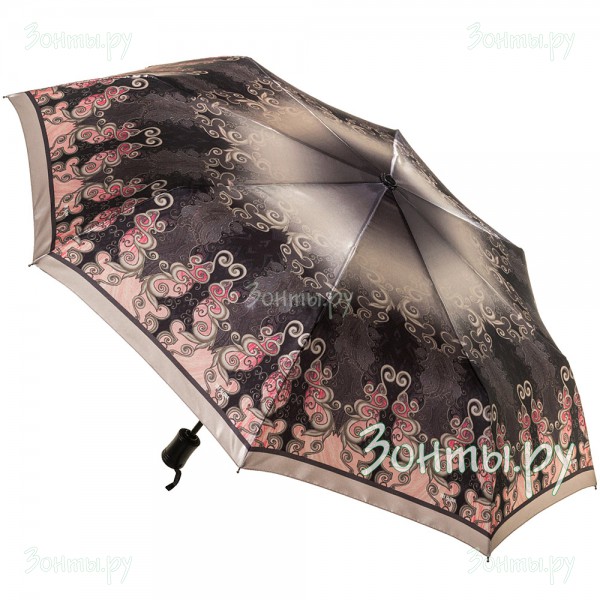 Сатиновый зонтик для женщин автомат Три слона L3884-29C с абстрактным рисунком