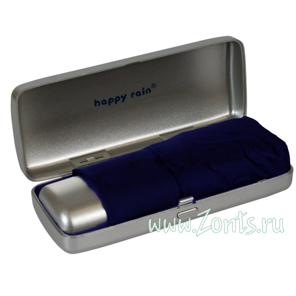 Компактный зонт темно-синего цвета с футляром Happy Rain 63108