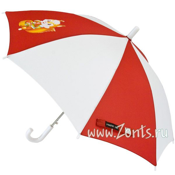 Зонт красно-белый с рисунком для детей Три слона C-47-07