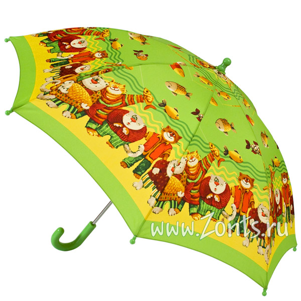 Детский зонт Zest 21571-26 Коты на рыбалке зеленый