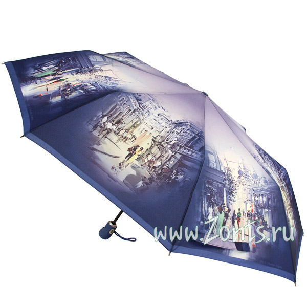 Синий зонтик-автомат с рисунком Zest 23945-153