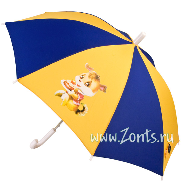 Детский зонтик-автомат Лисичка с тортиком желто-синего цвета Три слона C-47-10