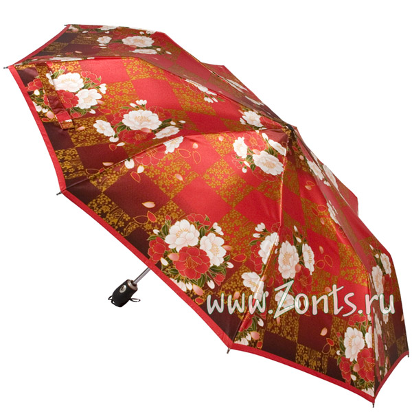 Женский зонт красный с цветами Zest 23944-159