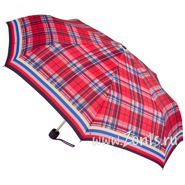 Недорогой зонтик женский Fulton L354-2239 Check Stripe Minilite-2 в красно-синюю клетку
