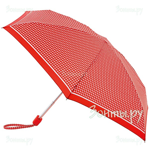 Прочный женский зонт Fulton L501-2237 Classic Red Puppytooth