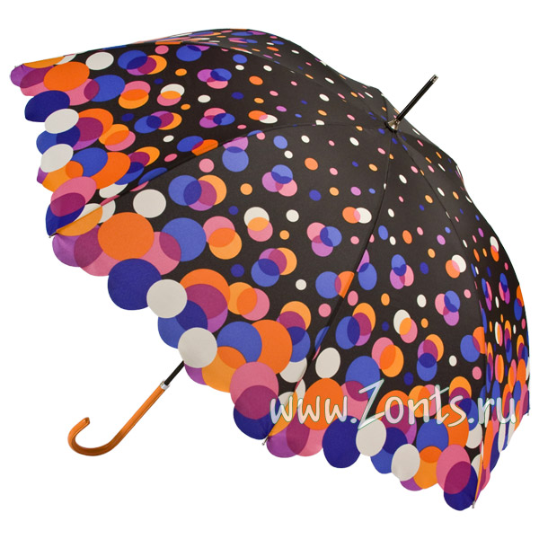 Женский зонт-трость Fulton L600-2245 Confetti Spot Eliza-2 с изогнутой ручкой