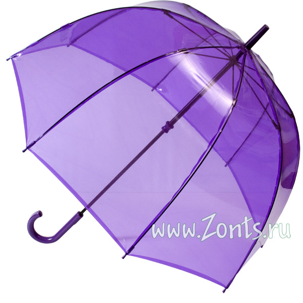 Прозрачный женский зонт-трость Fulton L041-062 Lavender Birdcage-1 фиолетового оттенка