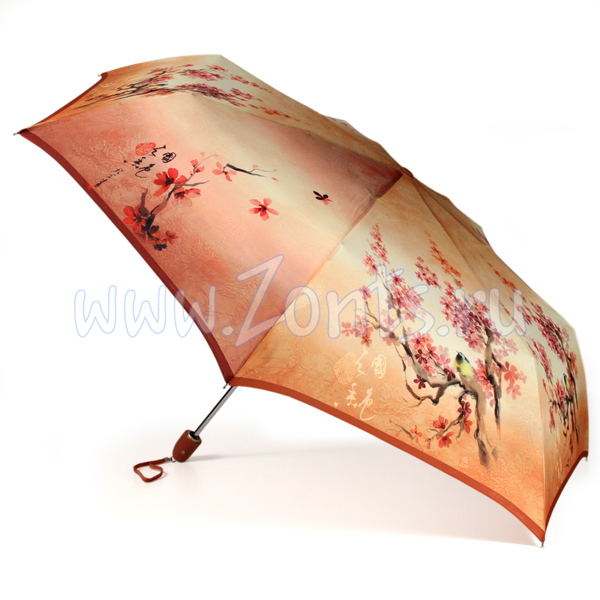 Оранжевый зонт с рисунком цветов от Зест 23955-21B