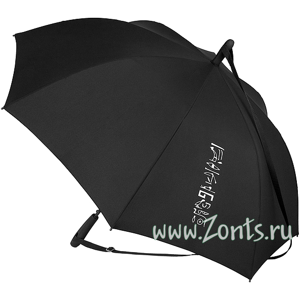 Черный зонт трость с иероглифами Nex 31611-07