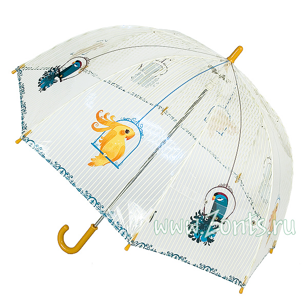 Прозрачный детский зонт трость с птичками Zest 51510-22