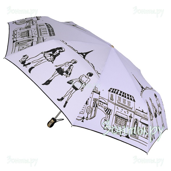 Складной женский зонт фиолетовый Три слона 190-22