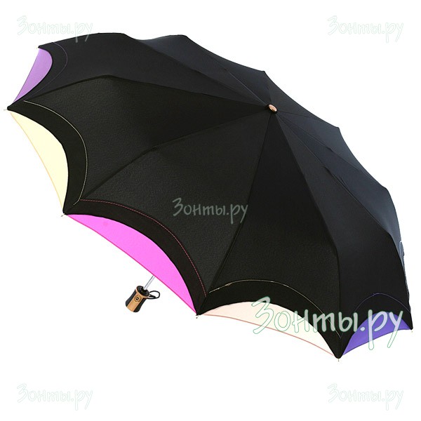 Женский черный зонт с 10 спицами Три слона L3110-05