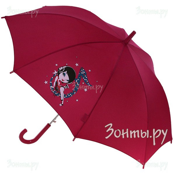 Фиолетовый зонтик-трость с рисунком Derby 72856-06 (девочки)