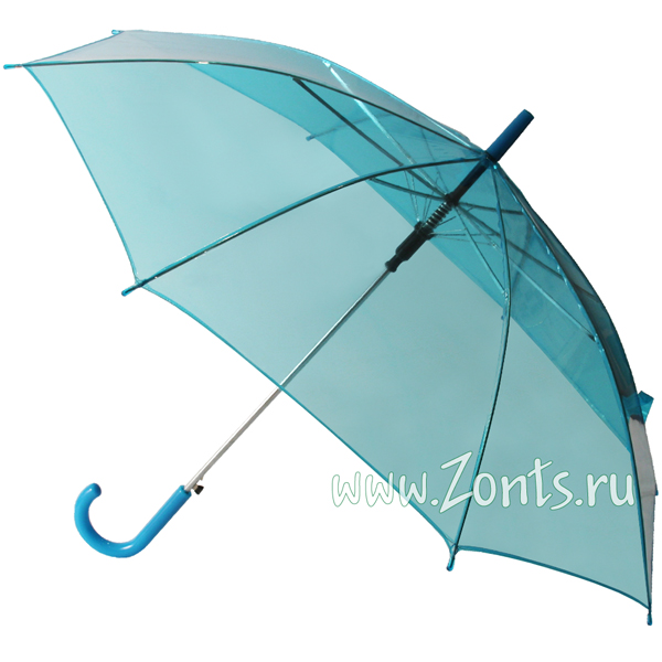 Прозрачный бирюзового цвета зонт трость Perletti 1010-03 New Basic