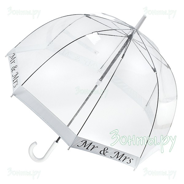 Прозрачный зонт-трость Fulton L042-2772 Mr&Mrs Birdcage-2 с белым кантом