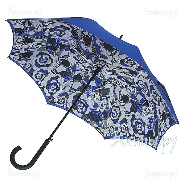 Синий женский зонт-трость Fulton L754-2771 Retro Floral