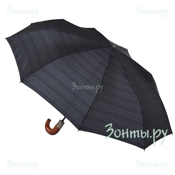 Серый мужской зонтик с тонкой коричневой полосой Zest 43943-04