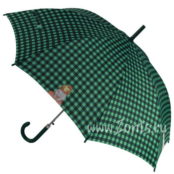 Зонтик зеленого цвета в клетку Fashion 21123-04 от Perletti