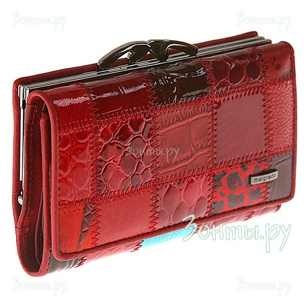 Красный женский кошелек из лоскутов Malgrado 55020-5A-444A Red