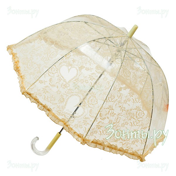 Прозрачный небольшой зонт с бежевыми рюшами Airton 1651-18