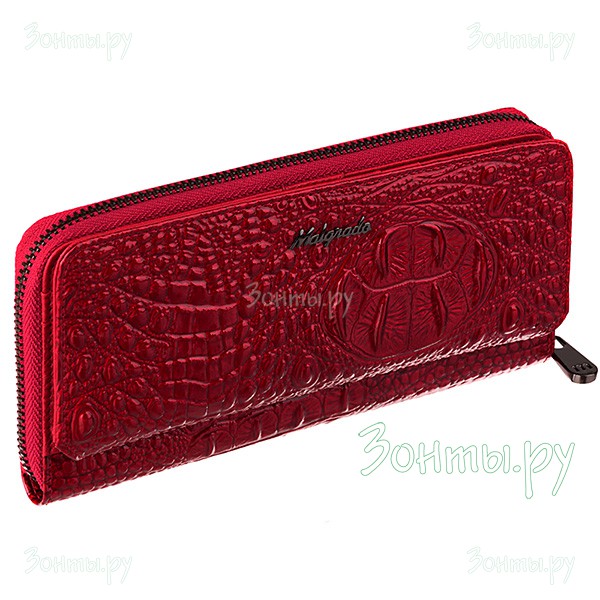 Кожаный клатч-кошелек глянцевый Malgrado 73001-01701 Red