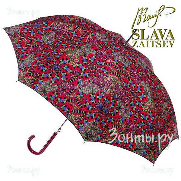 Дизайнерский женский зонт-трость Слава Зайцев SZ-069/3 auto с принтом