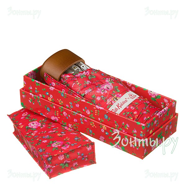 Женский зонт в подарочной коробке Cath Kidston L739-3063 Bramley Sprig Small Red  Tiny-2