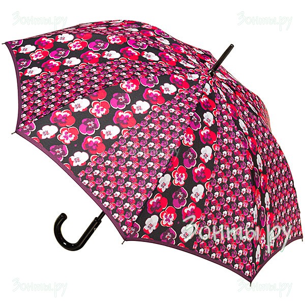 Женский зонт-трость с цветочным узором Fulton L056-3277 Contrast Retro