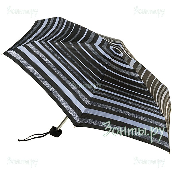 Женский маленький зонтик плоской формы Fulton L501-3273 Glitter Stripe