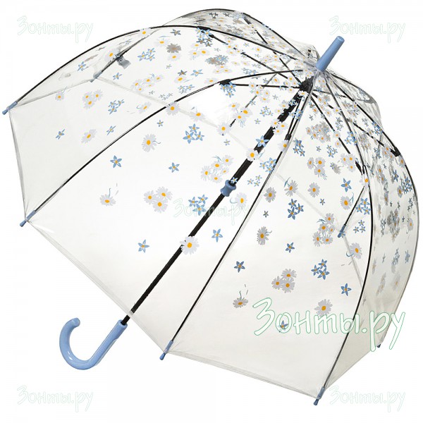 Прозрачный женский зонт с рисунком Fulton L042-3387 Falling Daisies Birdcage-2