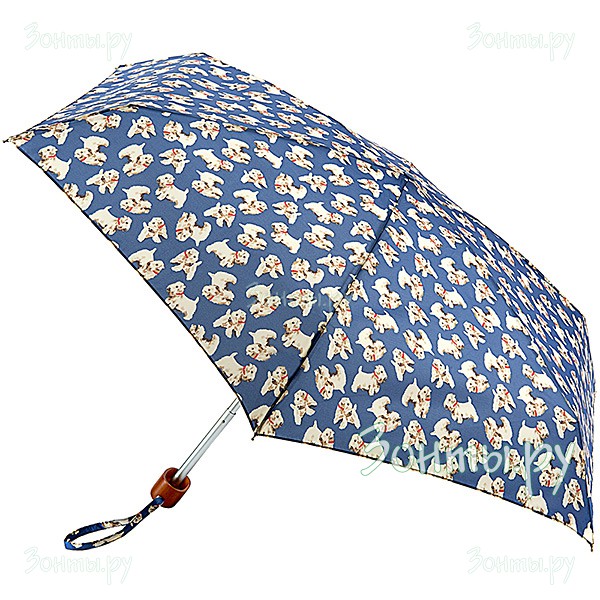 Маленький женский зонт с собачками Fulton L521-3226 BillieMidBlue