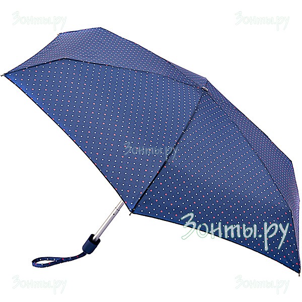 Миниатюрный женский зонт плоской формы Fulton L501-3364 Polka Heart Tiny-2
