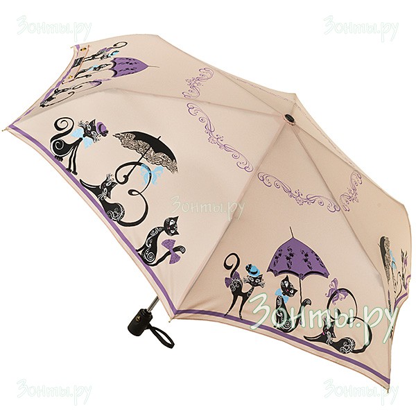 Полностью автоматический женский зонт с кошками Три слона 040-07A