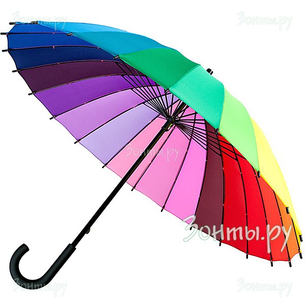 Зонт-трость 24 спицы Happy Colours с радужной расцветкой