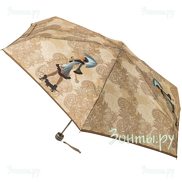 Небольшой женский зонт Zest 253626-323 с рисунком дамы с собачкой