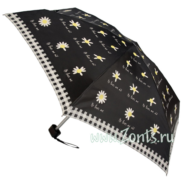 Легкий дизайнерский зонтик женский Lulu Guinness L717-2175 Daisy Print