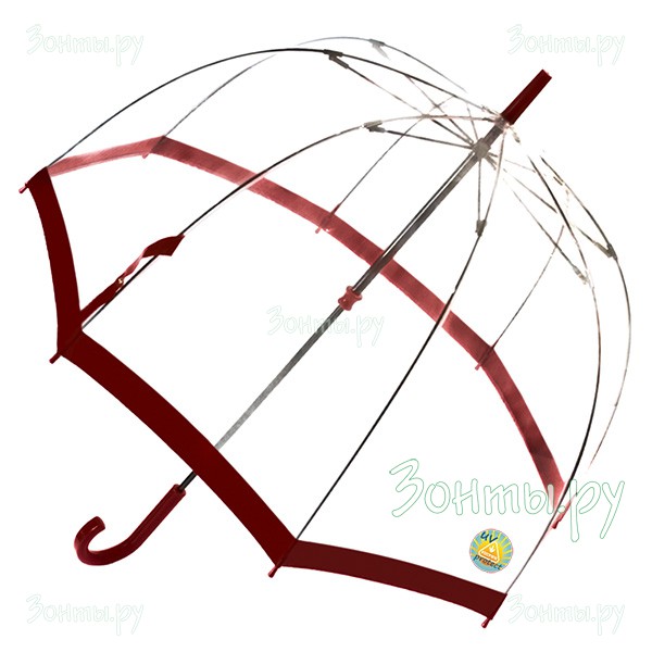Прозрачный зонтик женский с УФ защитой от солнца Fulton L783-025 с бордовой каймой