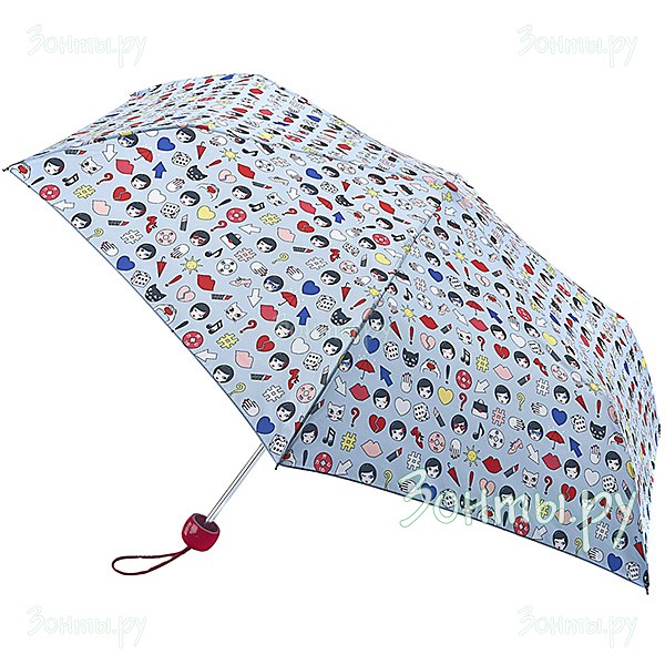 Компактный женский зонт от дизайнера Lulu Guinness L718-3448 Emoji