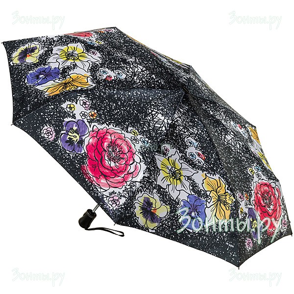 Небольшой женский зонт с цветами Три слона 299-04A, сатиновый
