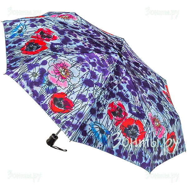 Небольшой зонт женский сине-красный Три слона 299-06A, сатиновый