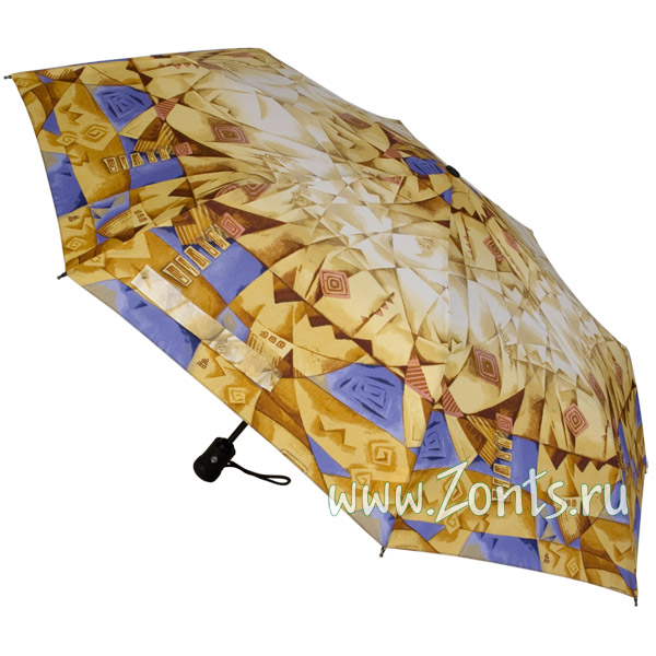 Легкий женский зонт Airton 3915-18 бежево-голубых тонов