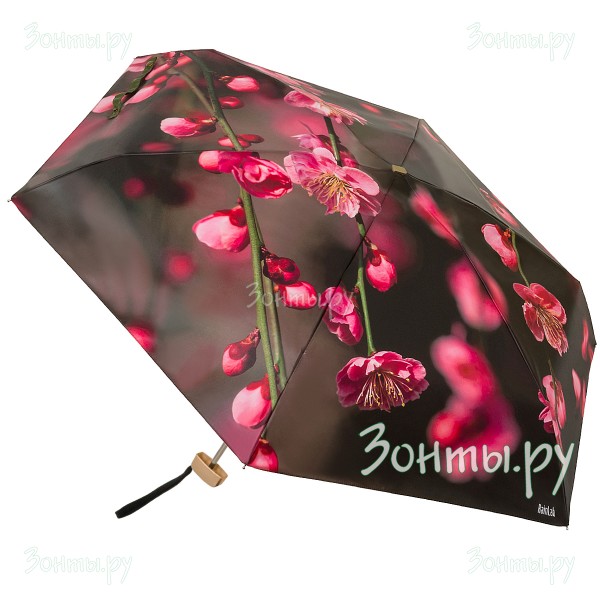 Плоский мини зонтик с принтом цветущей сакуры RainLab 142MF CherryBlossoms