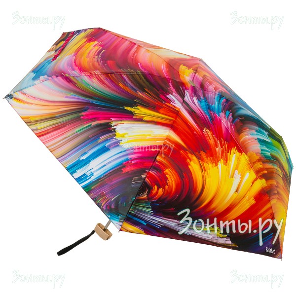 Плоский мини зонтик с абстрактной радугой RainLab 152MF Raduga
