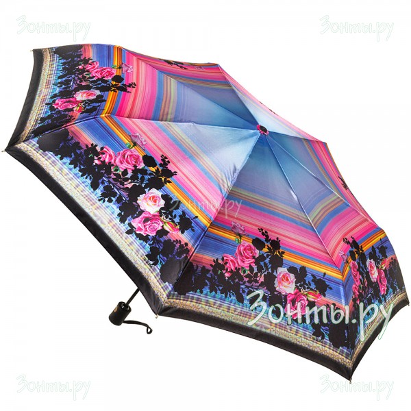 Компактный сатиновый зонтик Три слона 430-02A с прорезиненной ручкой