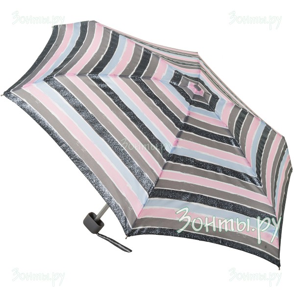 Плоский женский мини зонт Fulton L501-3615 Sparkle Stripe