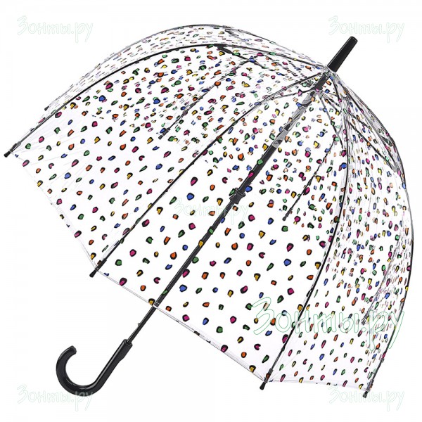Прозрачный зонт-трость Fulton L042-3607 Candy Leopard (Цветной-леопард)