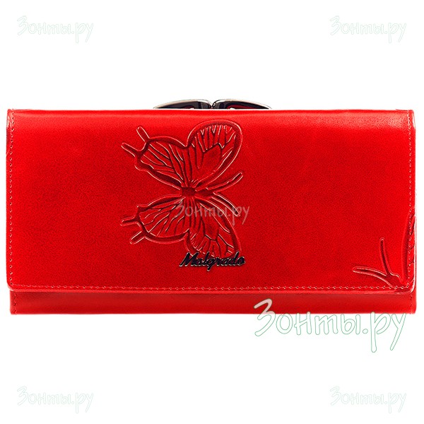 Красный большой кошелек из кожи Malgrado 72031-3-7003D Red