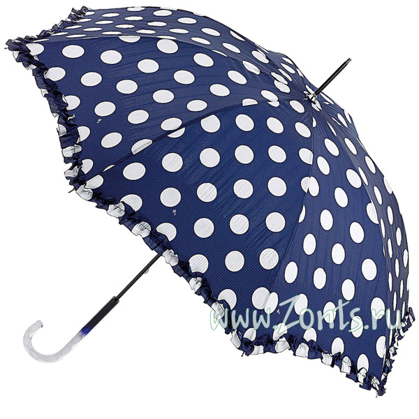 Зонт-трость женский Fulton L600-1795 Pleat Frill Spot Eliza-2с изогнутой ручкой